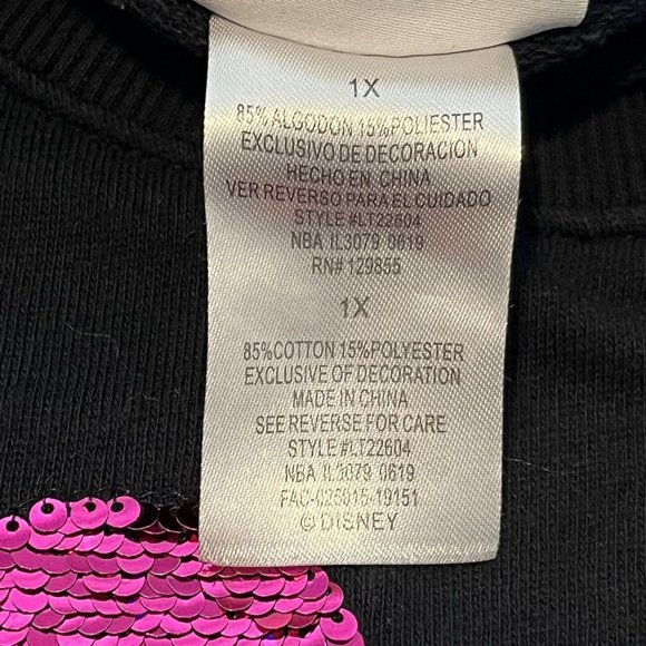 Disney Parks Disneyland Reversible Sequin Mickey Mouse Black Sweatshirt Size 1X - Picture 10 of 16